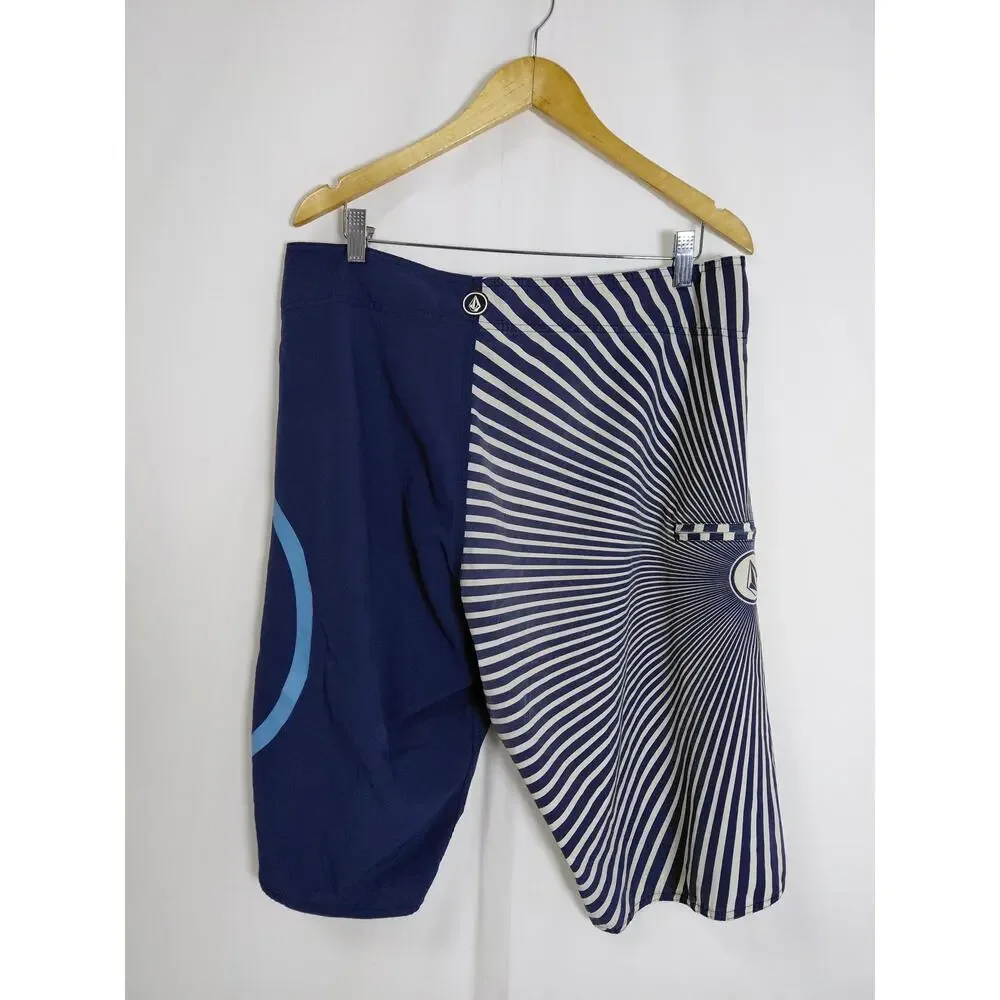Volcom V2S Striped Cinch Fly Board Shorts Swimwear Men See Measurements